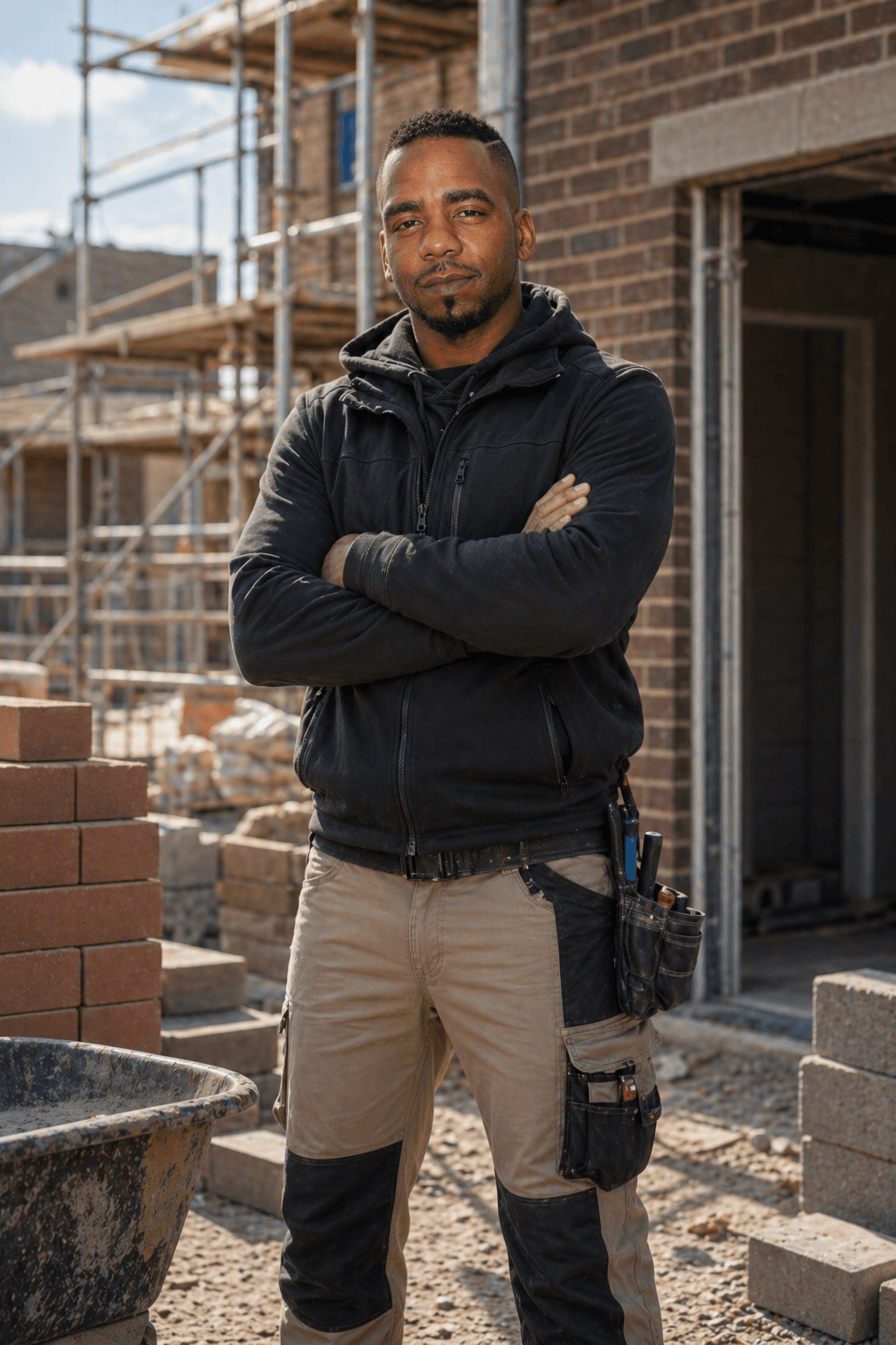 Chantier de maçonnerie en cours